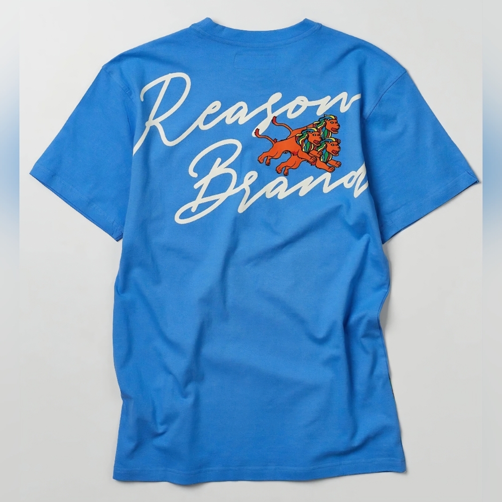 Reason Brand Heart Broken Blue Graphic Short Sleeve Tee Large NWT BA-2719 - Picture 2 of 8